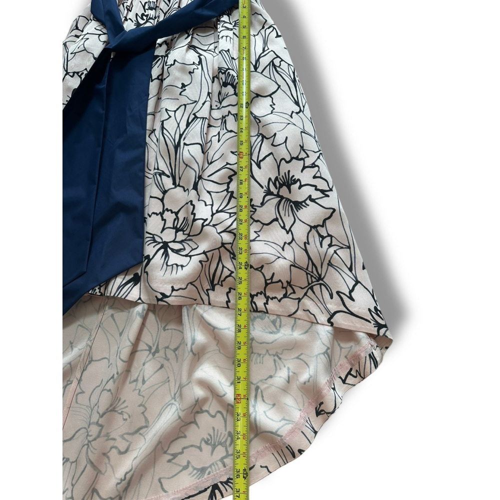 Moulinette Soeurs Dress Sumi Hi Low Black Pink Waist Tie Bow Anthropologie Siz 4 - Picture 7 of 9